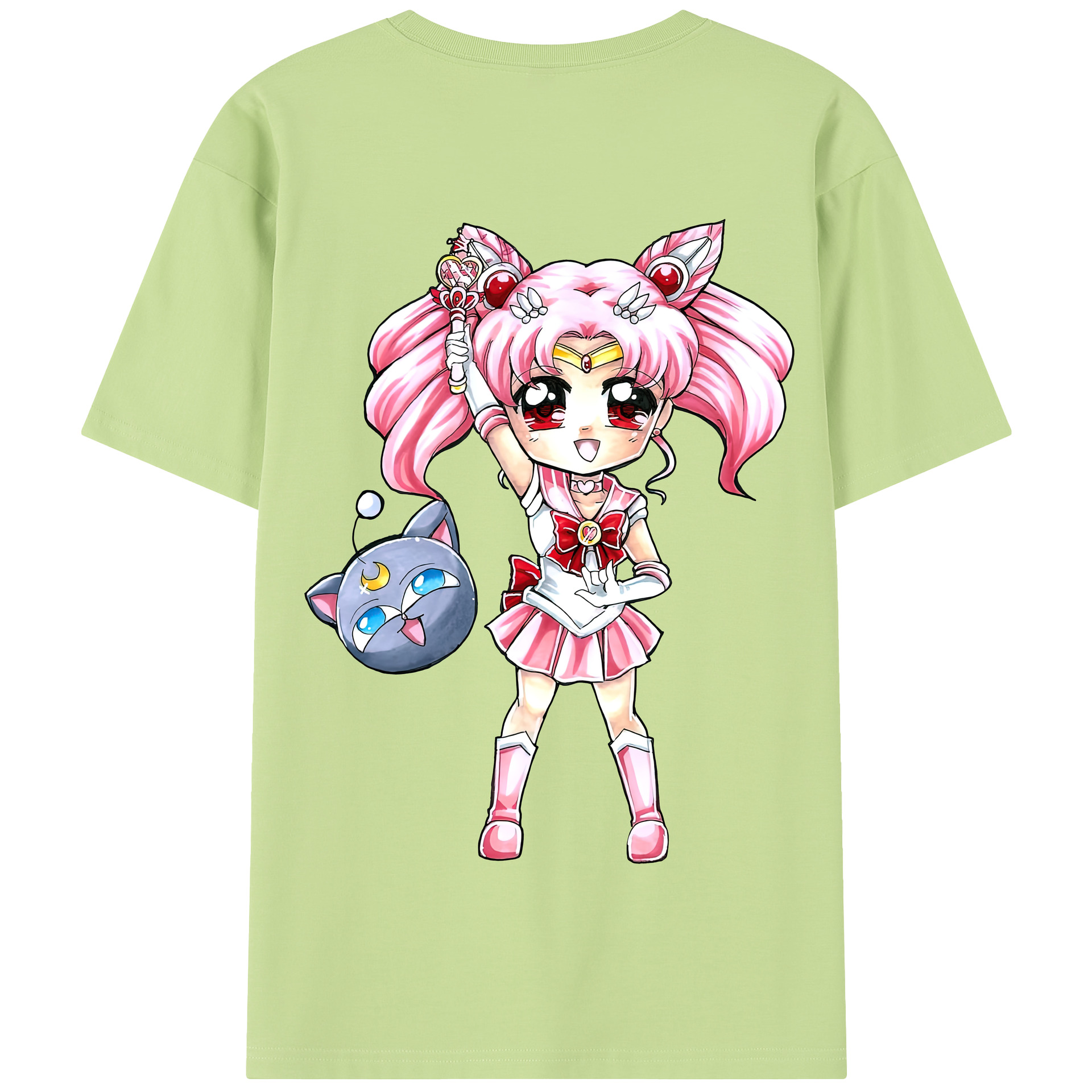 （画像用） 美少女戦士セーラームーン ちびうさ Sailor Moon Chibiusa Tsukino Usagi Small Lady Serenity 綿100％半袖Tシャツ（背面プリント）